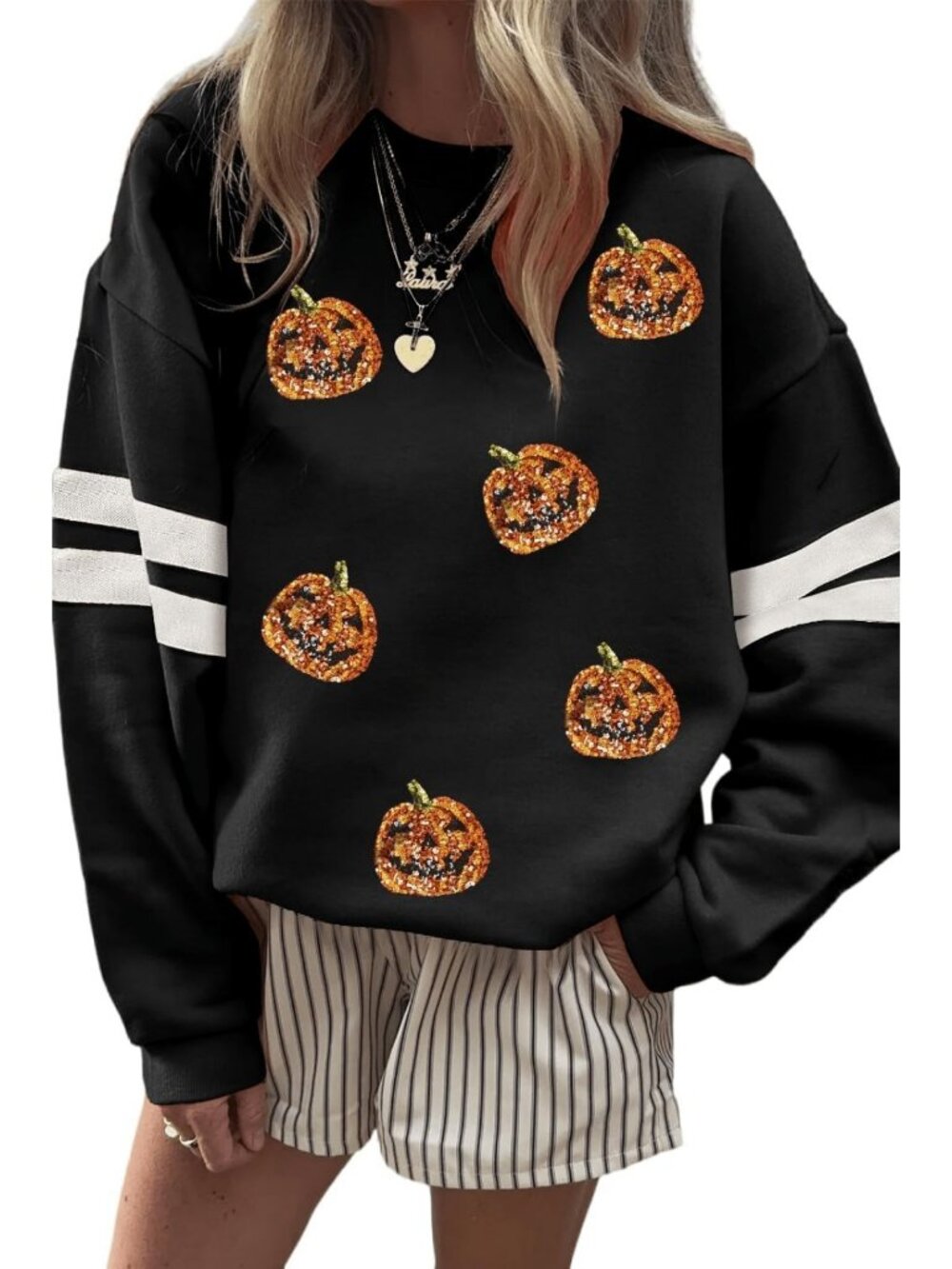 Cozy Oversized Striped Sweatshirt for Women | Long Sleeve Casual Pullover Top